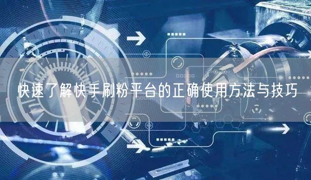快速了解快手刷粉平台的正确使用方法与技巧