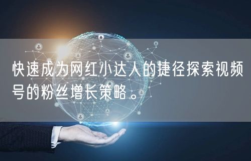 快速成为网红小达人的捷径探索视频号的粉丝增长策略。