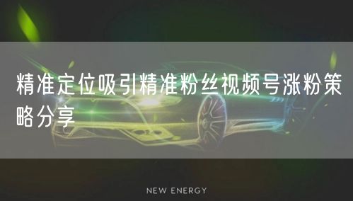精准定位吸引精准粉丝视频号涨粉策略分享