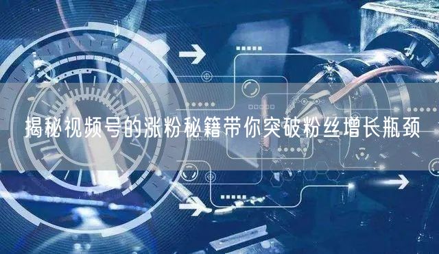揭秘视频号的涨粉秘籍带你突破粉丝增长瓶颈