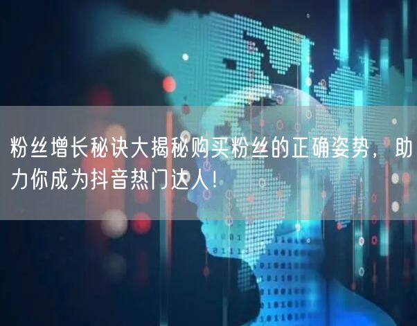 粉丝增长秘诀大揭秘购买粉丝的正确姿势，助力你成为抖音热门达人！