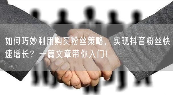 如何巧妙利用购买粉丝策略，实现抖音粉丝快速增长？一篇文章带你入门！